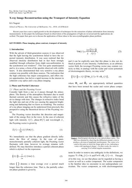X-ray Image Reconstruction using the Transport of Intensity Equation