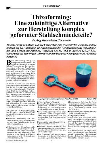 Thixoforming: Eine zukünftige Alternative zur Herstellung komplex ...