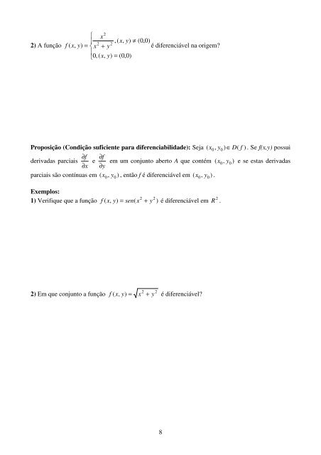 7 DIFERENCIABILIDADE Assim como a derivada de uma função de ...