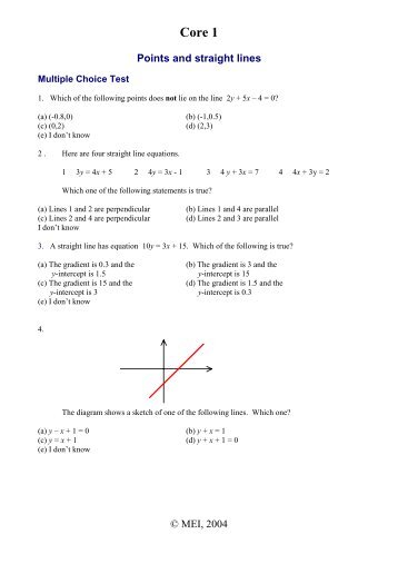 Multiple Choice Test 1 with Solutions