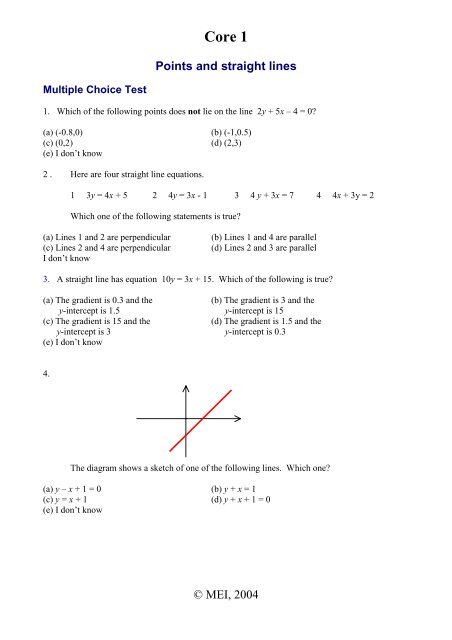 Multiple Choice Test 1 With Solutions