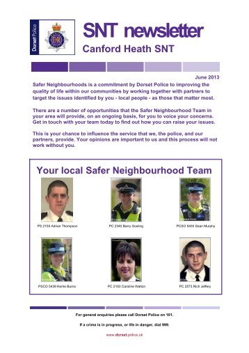 Canford Heath SNT Newsletter - June 2013 - Dorset Police
