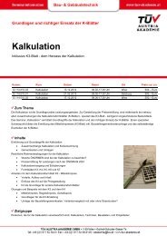 Kalkulation - TÃV Austria Akademie