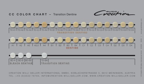 CC COLOR CHART â Transition Dentine - Jensen Dental