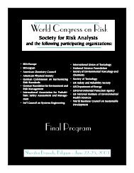 Final Program World Congress on Risk - The Society for Risk Analysis
