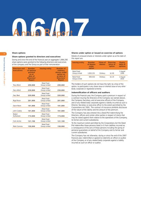 RFG Annual Report 2007 - Retail Food Group