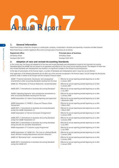 RFG Annual Report 2007 - Retail Food Group