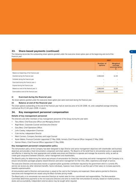 RFG Annual Report 2007 - Retail Food Group