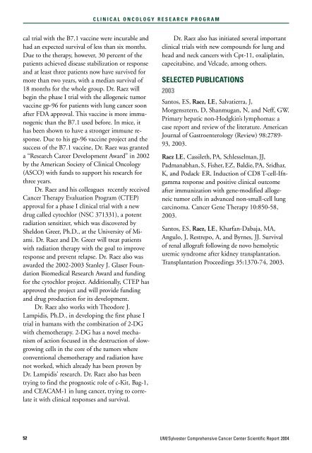 SCIENTIFIC REPORT 2004 - Sylvester Comprehensive Cancer Center