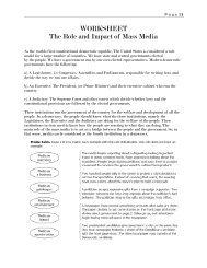 WORKSHEET The Role and Impact of Mass Media