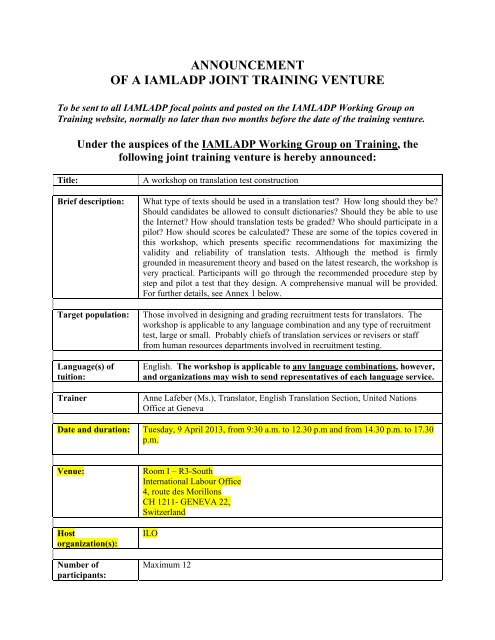 Template Draft DRAFT TEMPLATE - iamladp