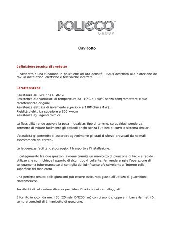 Scarica la scheda tecnica informativa di Cavidotto - Infobuild