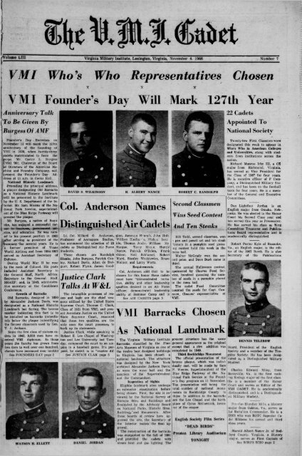 The Cadet. VMI Newspaper. November 04, 1966 - New Page 1 ...