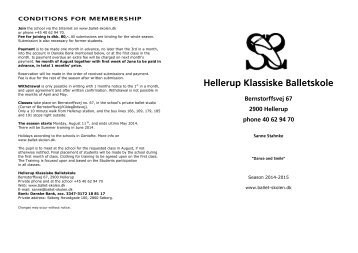 BETINGELSER FOR DELTAGELSE - Hellerup Klassiske Balletskole