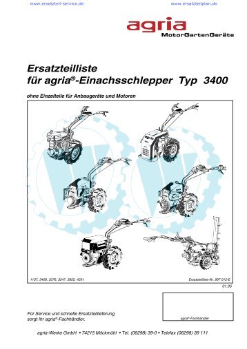 Ersatzteilliste fÃƒÂ¼r agriaÃ‚Â®-Einachsschlepper Typ 3400 - WÃƒÂ¶lfnitzer ...