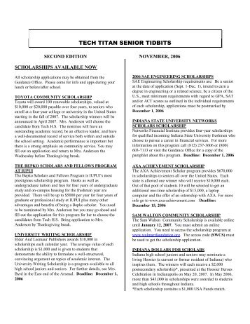 TECH TITAN SENIOR TIDBITS - Arsenal Technical High School