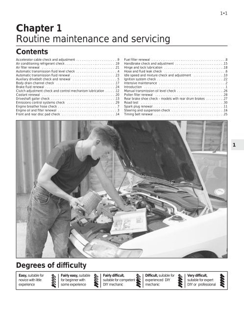 Chapter 1 Routine maintenance and servicing