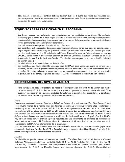 Convocatoria DAAD 2009 Cursos de Verano