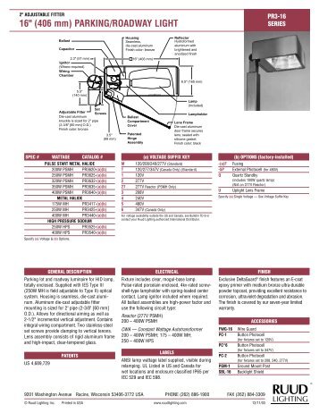 Spec Sheet - Ruud Lighting Direct