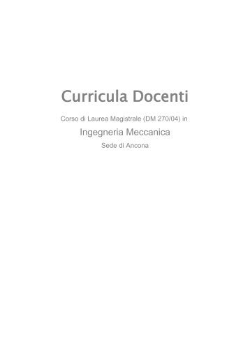 270 - Curriculum Docente - FacoltÃ  di Ingegneria - UniversitÃ  ...