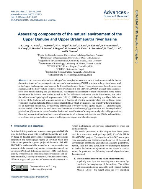 Assessing components of the natural environment of the Upper ...