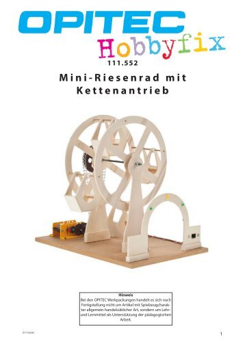 Mini-Riesenrad mit Kettenantrieb - Opitec.com