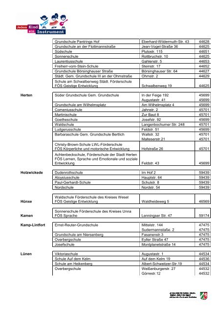 Grundschul-Liste 2013 - Jedem Kind ein Instrument