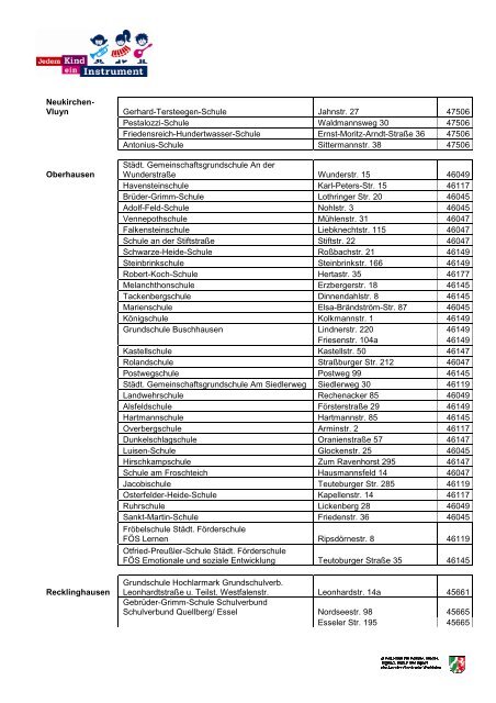 Grundschul-Liste 2013 - Jedem Kind ein Instrument