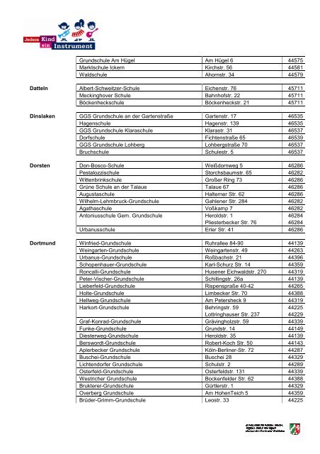 Grundschul-Liste 2013 - Jedem Kind ein Instrument