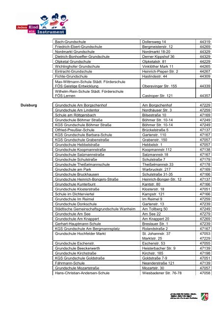 Grundschul-Liste 2013 - Jedem Kind ein Instrument