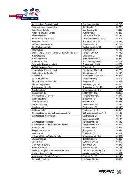 Grundschul-Liste 2013 - Jedem Kind ein Instrument