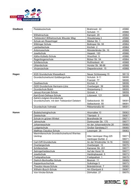 Grundschul-Liste 2013 - Jedem Kind ein Instrument