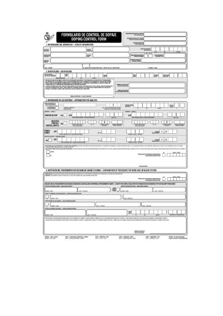 Formulario control dopaje todo CSD - Deporte Limpio