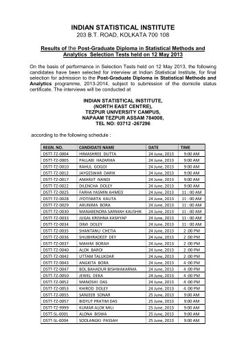 Post Graduate Diploma in Statistical Methods and Analytics - Indian ...