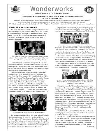 WonderWorks Newsletter â December 2002 (PDF) - Melkite Eparchy ...