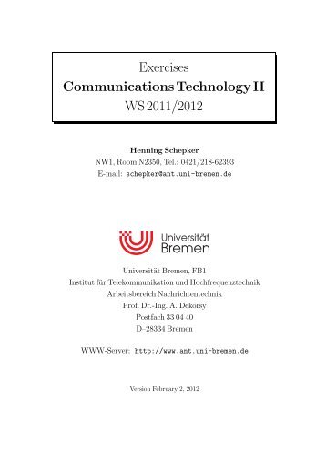 Exercises Communications Technology II WS 2011/2012