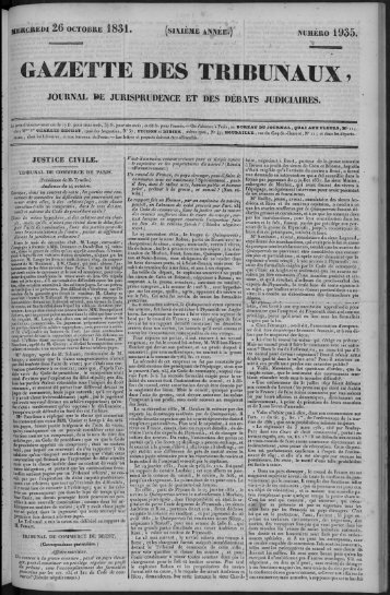 GAZETTE DES TRIBUNAUX ,