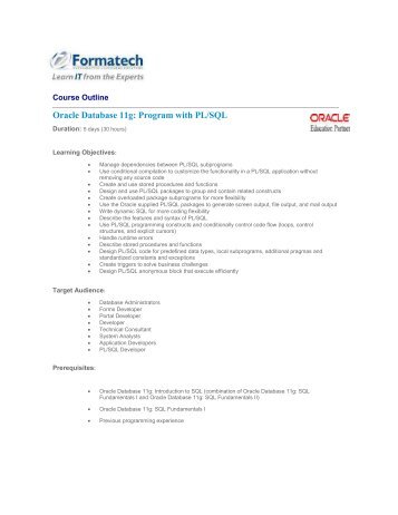 Oracle Database 11g: Program with PL/SQL - Formatech