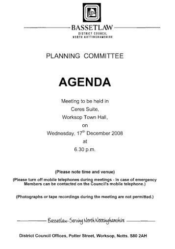 AGENDA - Bassetlaw District Council