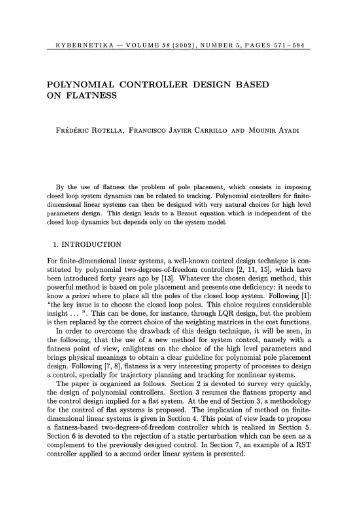 polynomial controller design based on flatness - Kybernetika