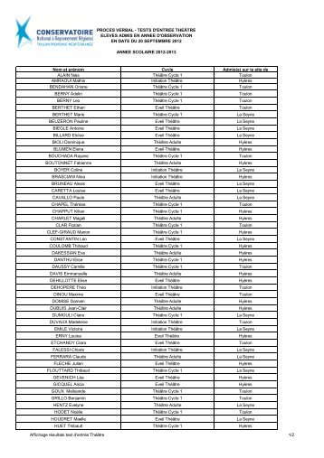 PV de résultats - CNRR