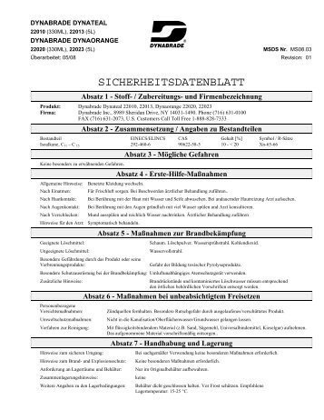 SICHERHEITSDATENBLATT - Dynabrade Inc.