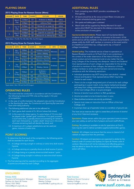 IntercollegIate Soccer tournament - Sydney University Sport