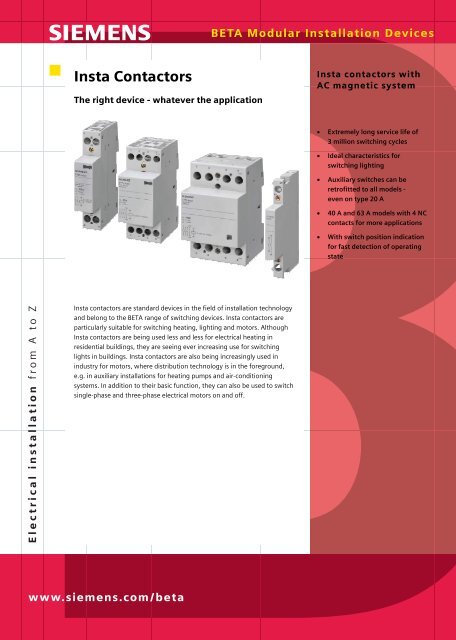 Insta Contactors - Siemens