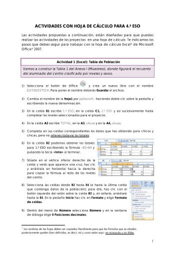 actividades con hoja de cÃƒÂ¡lculo para 4.Ã‚Âº eso - Gobierno de Canarias