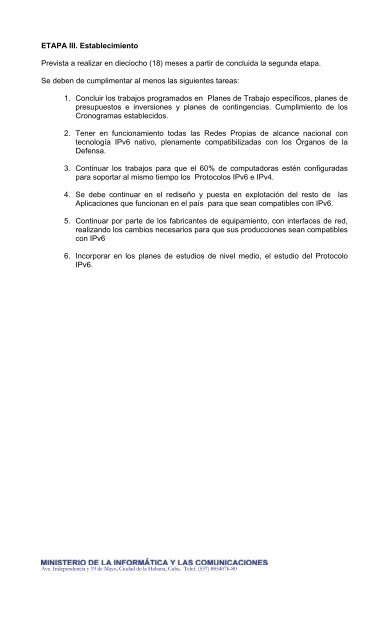 RESOLUCION No - Bienvenidos al Portal IPv6 Cuba