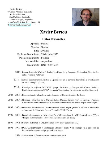 CV - Xavier Bertou - CNEA