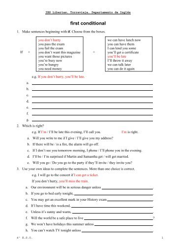 first conditional exercises - ies nÃºm. 1 - libertas