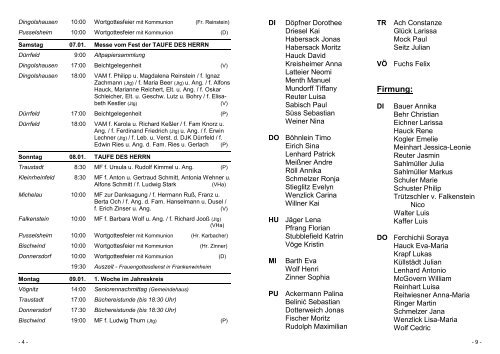 Pfarrbrief der Pfarreiengemeinschaft „KIRCHE AM ZABELSTEIN“