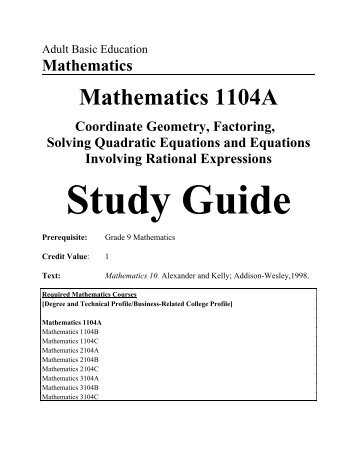 Coordinate Geometry, Factoring, Solving Quadratic Equations and